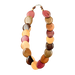 Colorful wood necklace Rachael in assorted woods with round beads.
