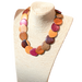 Wood Necklace Rachael in Assorted Woods displayed on a woven mannequin bust