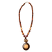 Handmade Necklace Elizabeth with assorted exotic woods, 22 inches long, featuring a unique pendant, perfect for accessorizing outfits.