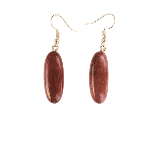 Handmade 2-Inch Oval Wood Drop Earrings in Purple Heart Wood