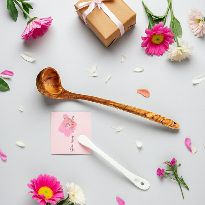 12-Inch Olive Wood Ladle - Elevate Your Cooking Experience! Order Now.
