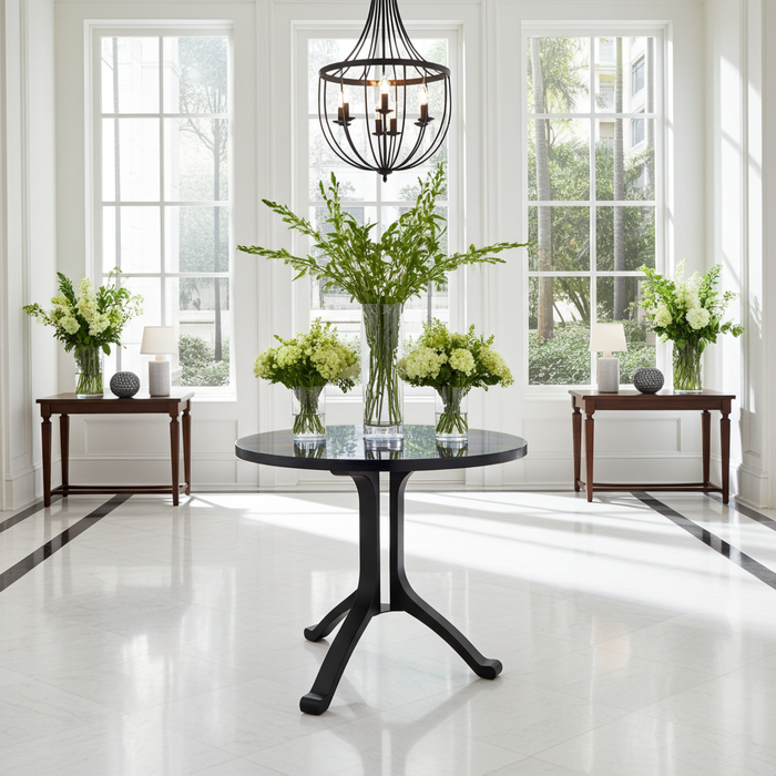 One-of-a-Kind Boxelder Burl & Blue Epoxy Round Pedestal Table