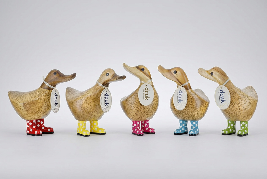 DCUK Yellow Spotted Wellies Ducky - Barouke - The WoodCrafters Gallery