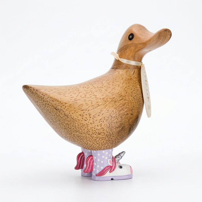 DCUK Wild Welly duck with whimsical unicorn-design boots