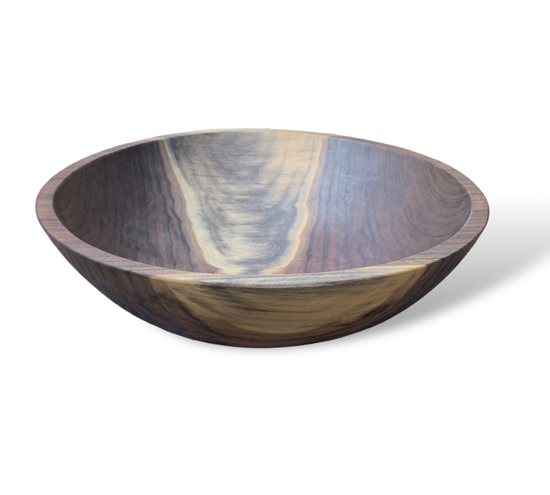 15 Inch Black Walnut Salad Bowl Serves Party of Twelve