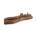 Solid Walnut Cribbage Board featuring an abstract design with fluid Cocobolo wood inlay and thin Maple strips. Includes magnetic dovetail-lid compartment for wooden pegs.