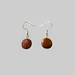 Par of Wood Drop Earrings with Flat Round Bead in cocobola wood.
