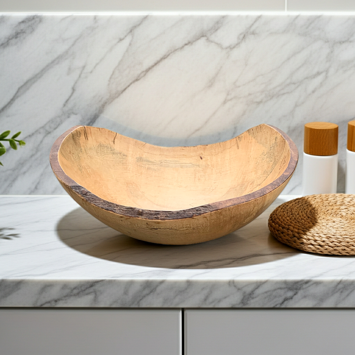 18-Inch Spalted Wood Salad Bowl with Live Edge – Crafted in the USA