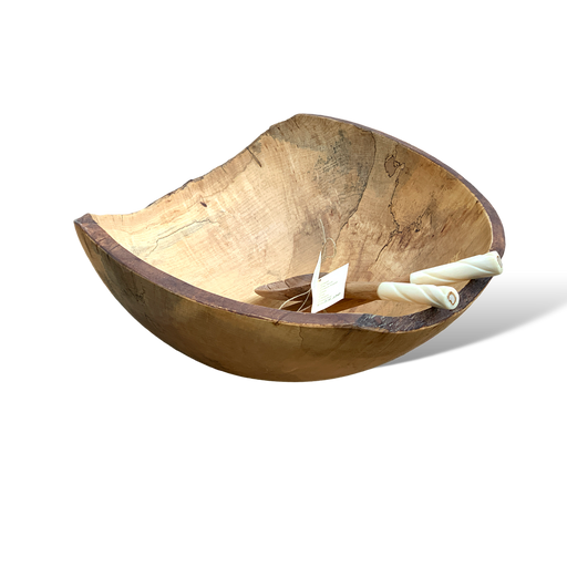 Large spalted wood salad bowl, 18 inches, artisan-crafted in the USA