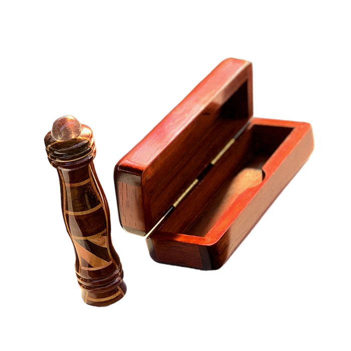 Our exquisite 4.5 Inch Teleidoscope and Box is a true work of art. Handmade from Padauk wood by American craft artisans, this unique piece boasts intricate detailing and a stunning finish that accentuates the natural beauty of the wood. With a matching box included, this teleidoscope is perfect for gifting or for adding a touch of elegance to your home decor. 