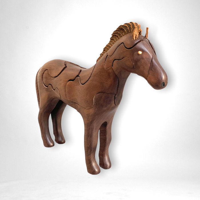 Wood Horse Puzzle with Foal Inside