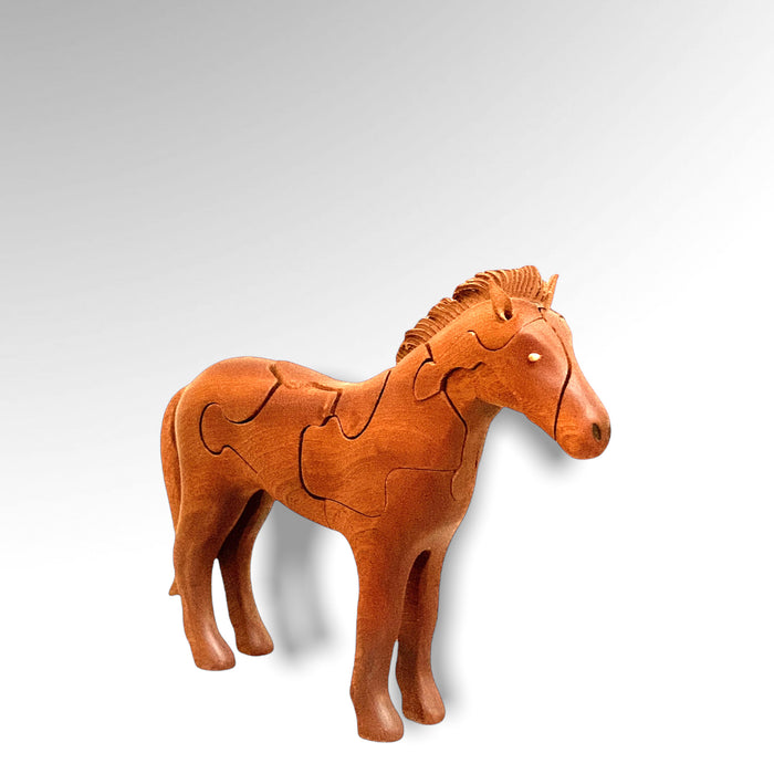 Wood Horse Puzzle with Foal Inside