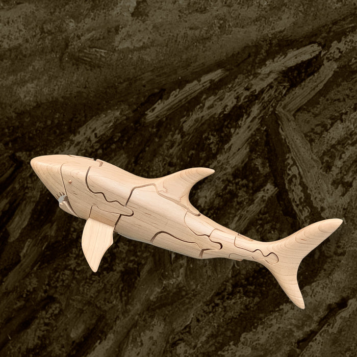 Wood Puzzle Shark with Surfboard Inside.