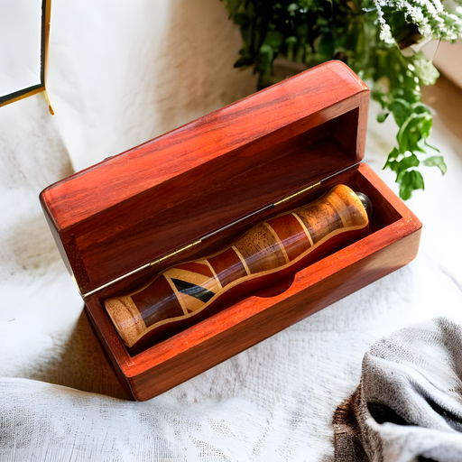 Padauk Wood Teleidoscope with Matching Box - Handmade 6-Inch Optical Toy