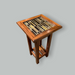 Handcrafted solid wood side  table with glass tile top and mahogany finish