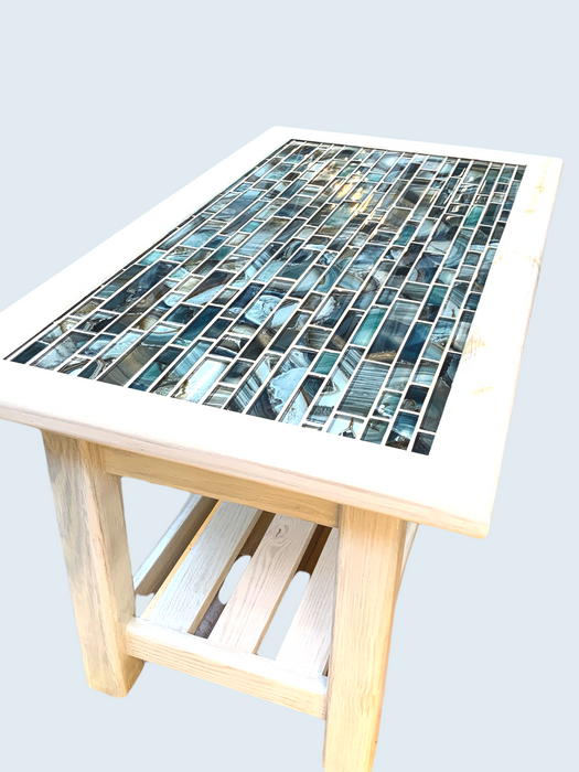 Tile-Top Coffee Table - Glass Tile (blue) - Barouke - The WoodCrafters Gallery