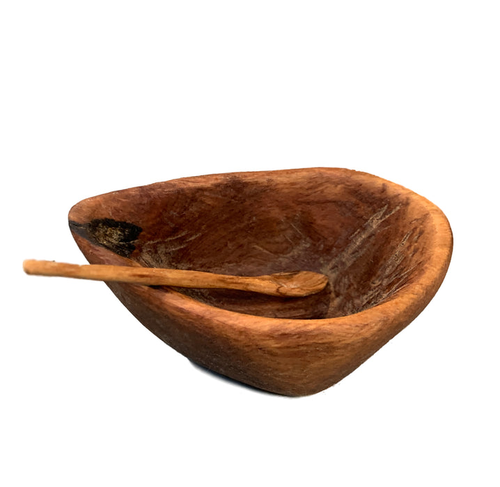 Salt Cellar with Tiny Spoon | Rustic Wood - Barouke - The WoodCrafters Gallery