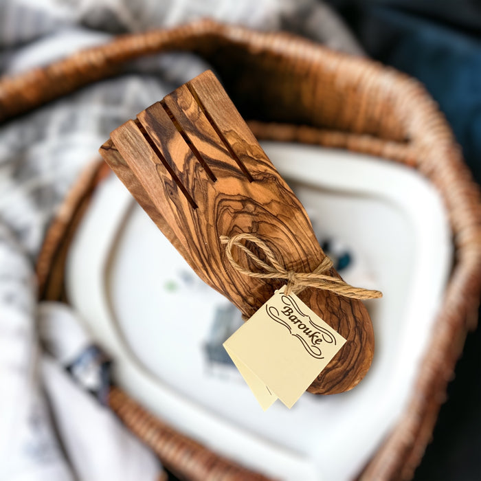 These olive wood salad hands will make the perfect gift. Purchase at  www.barouke.com