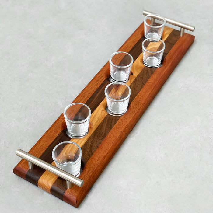 Shot Glasses | Flight Glasses | Wood Server with Handles - Barouke - The WoodCrafters Gallery