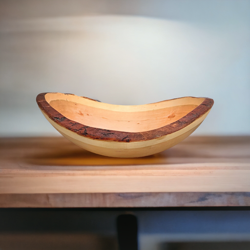 Cherry Oval Salad Bowl - 15 Inch Live Edge - Barouke - The WoodCrafters Gallery