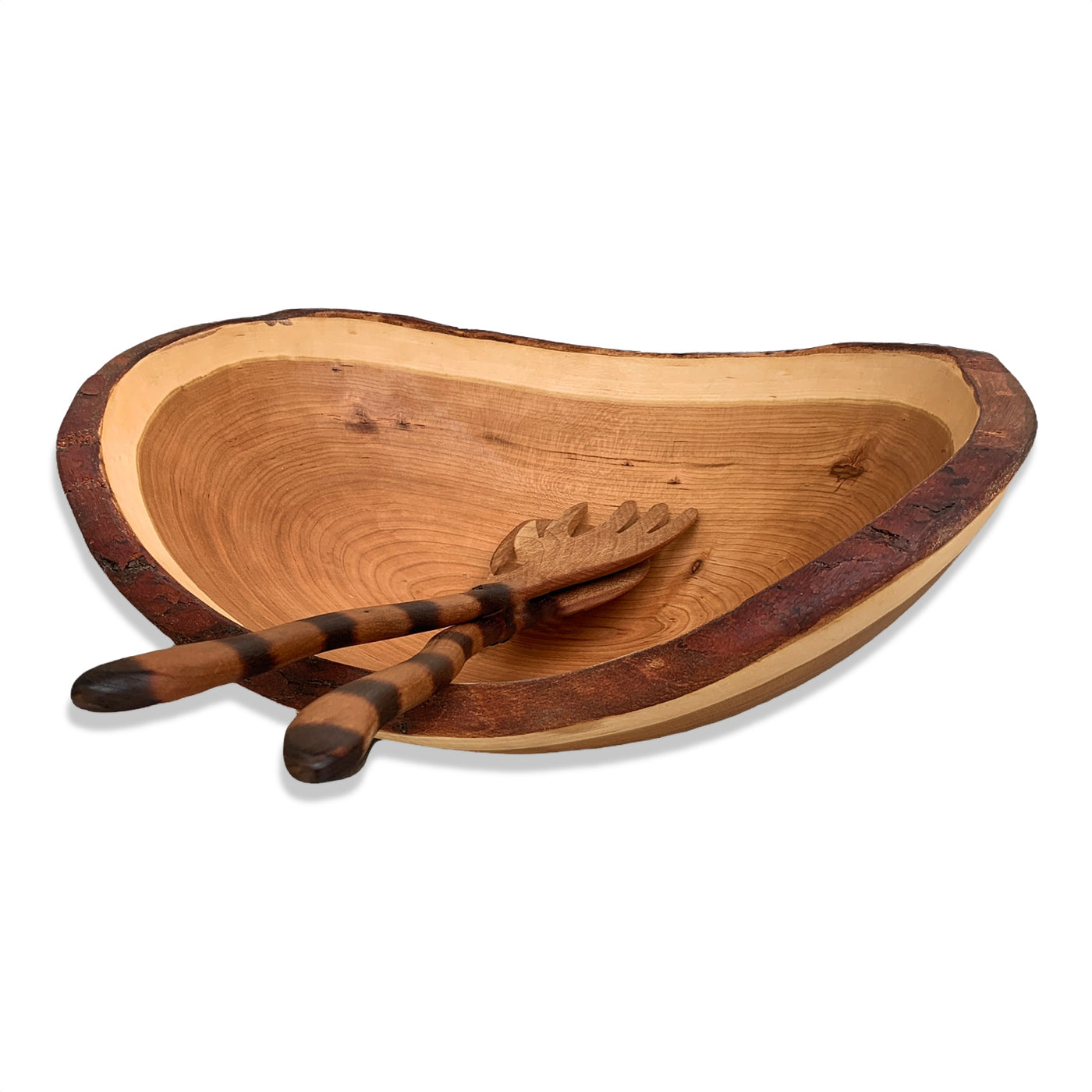 Cherry Oval Salad Bowl 15 Inch Live Edge