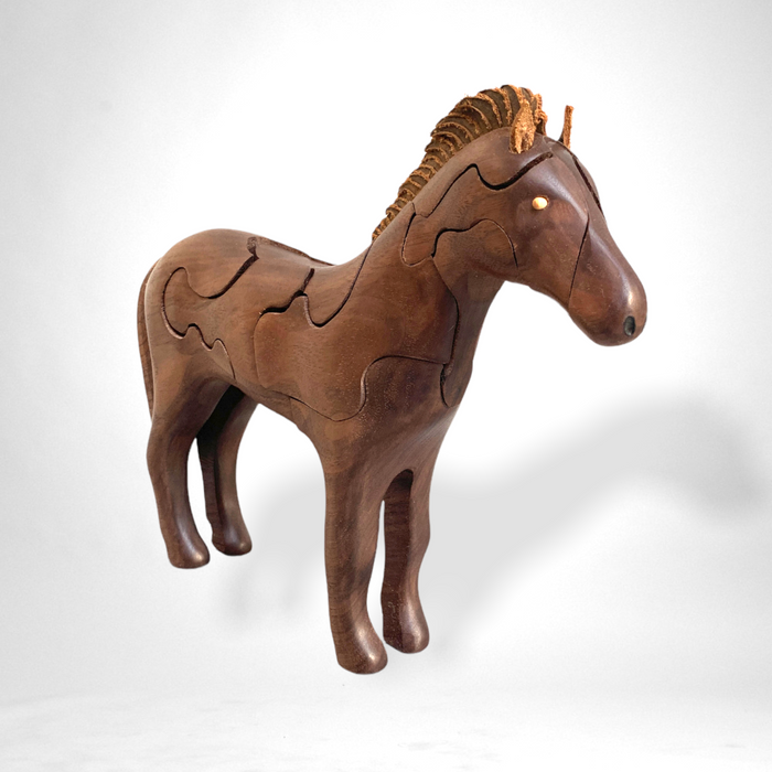 Wood Horse Puzzle with Foal Inside