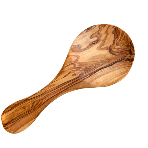 olive wood spoon rest which doubles as a coffee scoop. popular item.