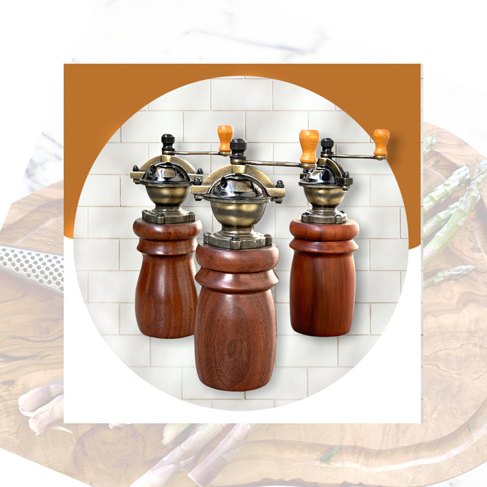 Wood Pepper Mill with Top Crank - Ceramic Grinder