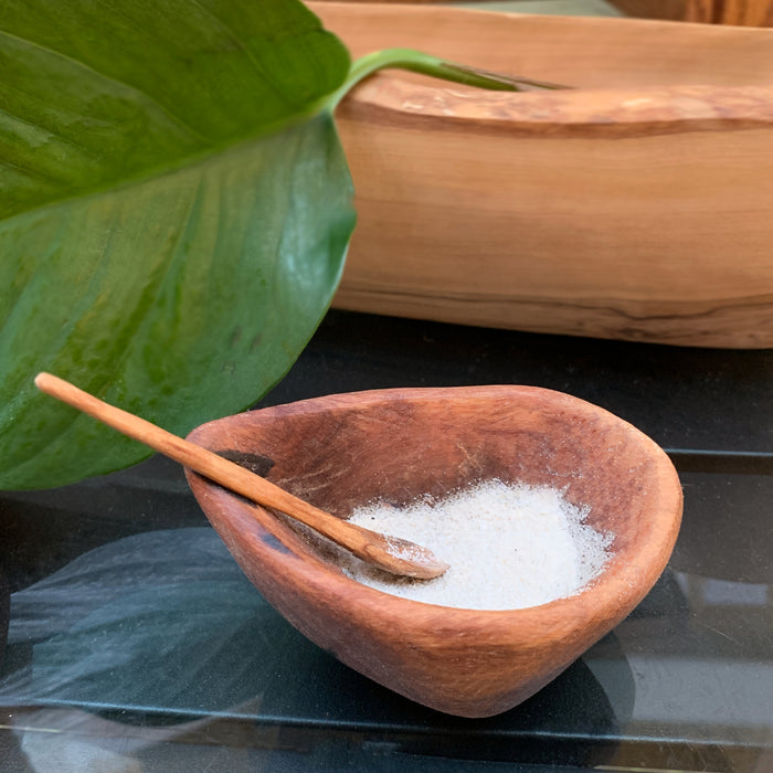 Salt Cellar with Tiny Spoon | Rustic Wood