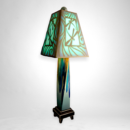 Dragonfly Table Lamp with Glazed Ceramic Base - Barouke - The WoodCrafters Gallery
