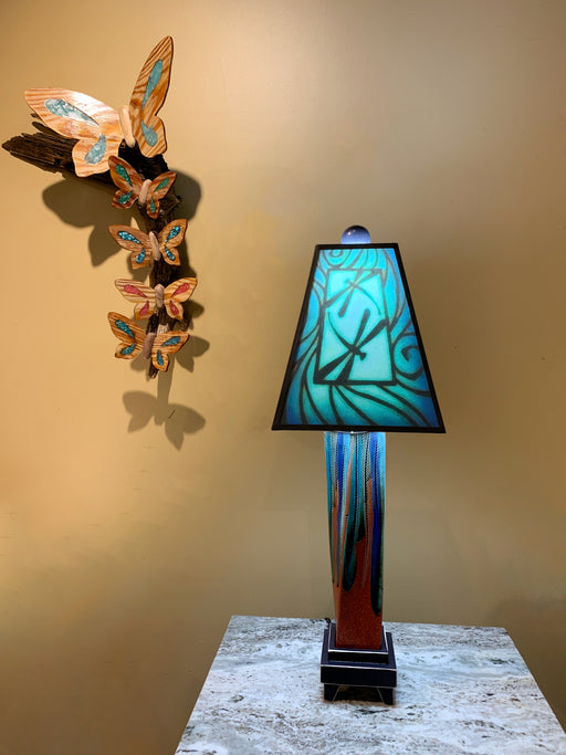 Dragonfly Table Lamp with Glazed Ceramic Base - Barouke - The WoodCrafters Gallery