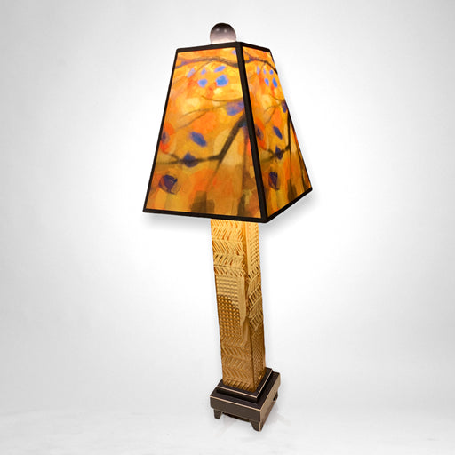 Table Lamp with handmade glass and ceramic base - yellow shade.