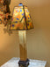 Table Lamp with handmade glass and ceramic base - yellow shade.