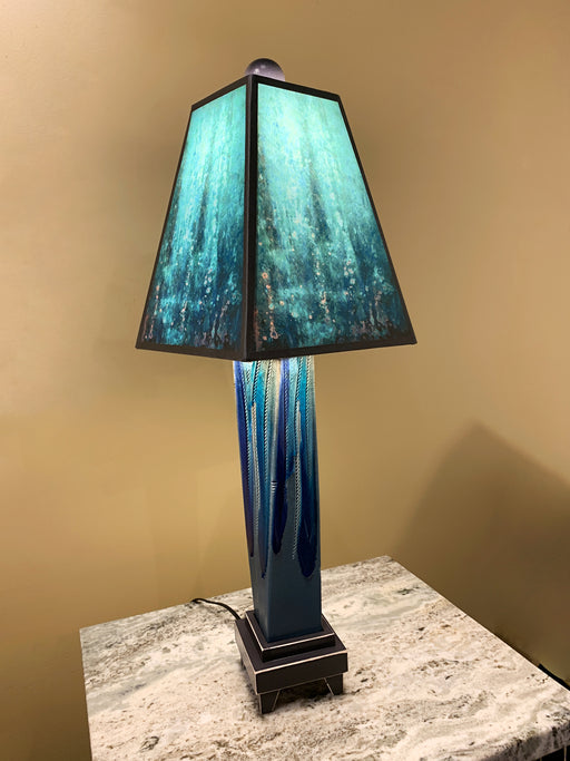 Handcrafted Ceramic and Glass Table Lamp - Black Rain Shade - Barouke - The WoodCrafters Gallery