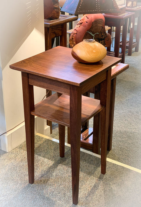 Walnut Wood End Table with Tapered Legs